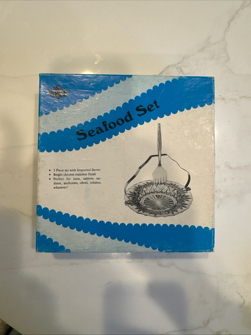 Sheffield England 3 Piece Crystal Seafood Serving Set for Dining New in Box